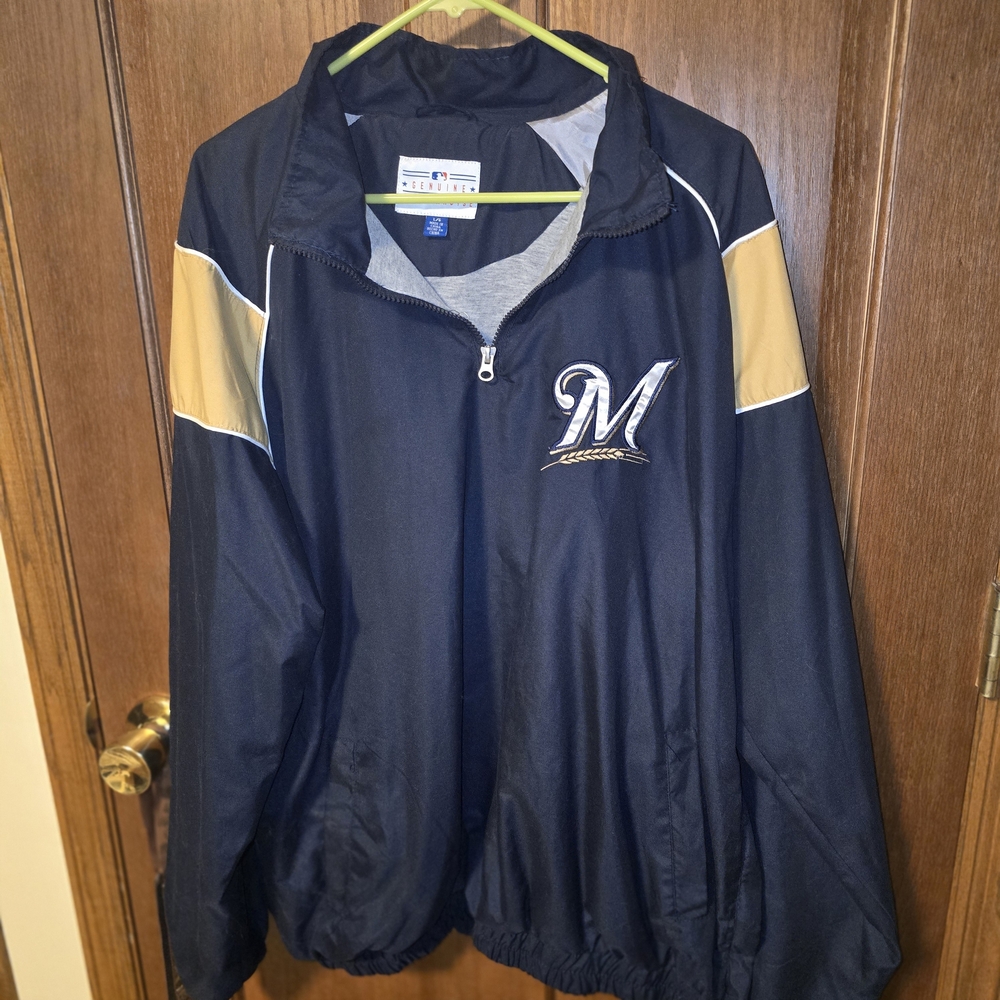 Men's Quarter Zip Windbreaker Style Lined Jacket (L)